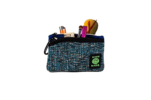 DIME BAGS Hemp Pouch, Compact Tote with Dual Zippered Compartments, Travel Wallet with Carabiner Clip & Interchangeable Patch, Coin Bag Zipline (8 inch, Midnight)4
