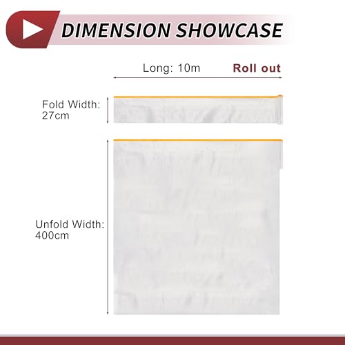 Image of 1 Pcs for Wall Covering Frames Cars Auto Body Paint Supplies Pre-Taped Masking Film Plastic Cover 1000x400cm / 32.81ftx157.48 inch White Orange PE Film