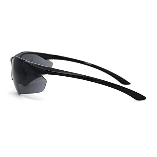 Mens All Black Sport Baseball Half Rim Warp Around Bi-focal Reading Sunglasses3
