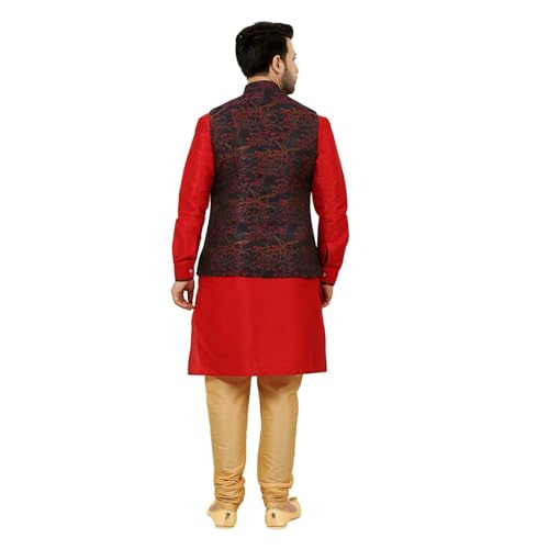 Image of Men's Red Blue Festive Nehru Jacket /Waistcoat