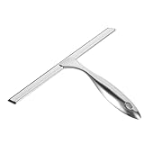 TOGEVAL Tergivetro Doccia in Acciaio con Gancio Adesivo senza Spatola per Pulizia Vetri Doccia Finestre Specchi e Superfici Lisce Manico Ergonomico per Presa Comoda e Asciugatura