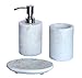Produktbild KLEO - Badaccessoires Set aus Naturstein - Badaccessoires Set bestehend aus Seifenspender, Zahnbürstenhalter, Seifenschale (weiß - 3er Set)