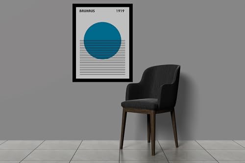 Image of BLINKART Vintage Bauhaus Retro Geometric Aesthetic Poster Gallery | Colorful Wrap Framed For Home Office Studio Living Room Modern Art Studio Decoration Abstract Shapes | (d77) | 13x10 Inch
