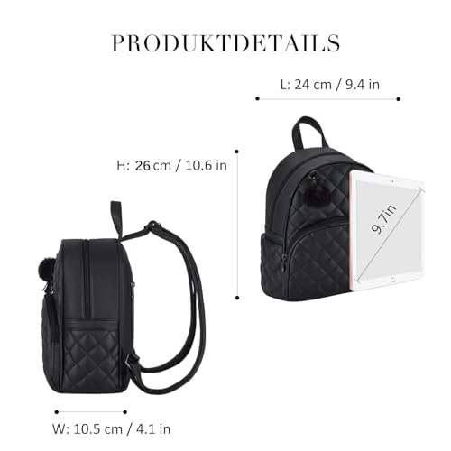 Image of ECOSUSI Mini Backpack Women Leather Small Backpack Purse for Teen Girl Cute Pom Bookbag Travel Shoulder Bag with Charm Tassel