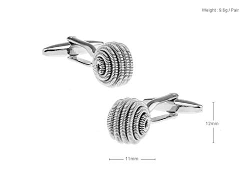 Mancuernillas clásicas de esfera de hilo plateadas para hombre miniatura 2