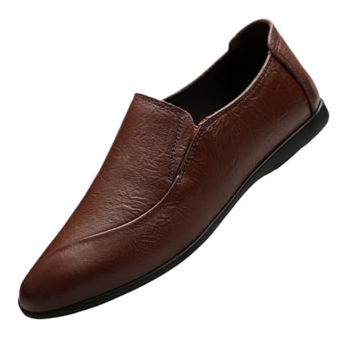 Men Leather Oxford Dress Shoes Slip On Pointed Toe Business Formal Wedding Prom Loafers Comfortable
