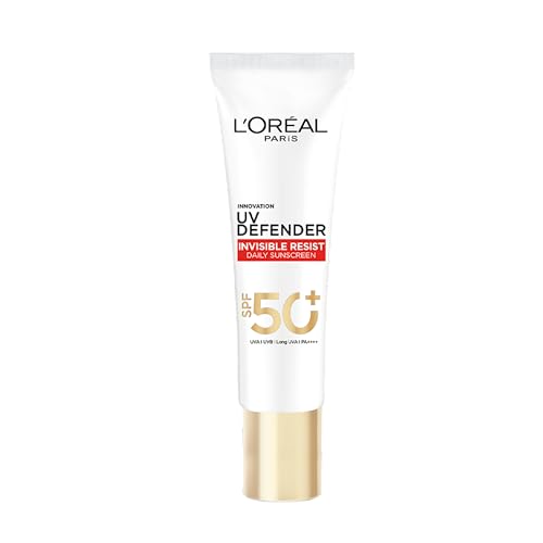 Image of L'Oreal Paris All Skin Uv Defender Invisible Resist Daily Sunscreen Spf50+ Pa++++ 30Ml | Lightweight, Waterproof, Sweatproof & Protects From Pollution & Dust