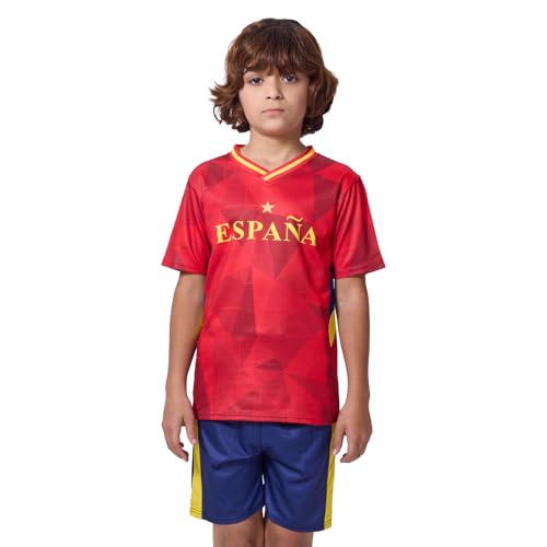 HANLIDA Kids Soccer Jersey,Espana Soccer Jersey- Fan Version Short Sleeve Shirt for Game Day,Training Uniform for Boy and Girls