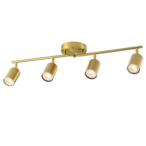 VONLUCE 4 Light Track Light Fixture, LED Track Lighting Kit with Rotatable Heads, 3-Color GU10 Bulbs...
