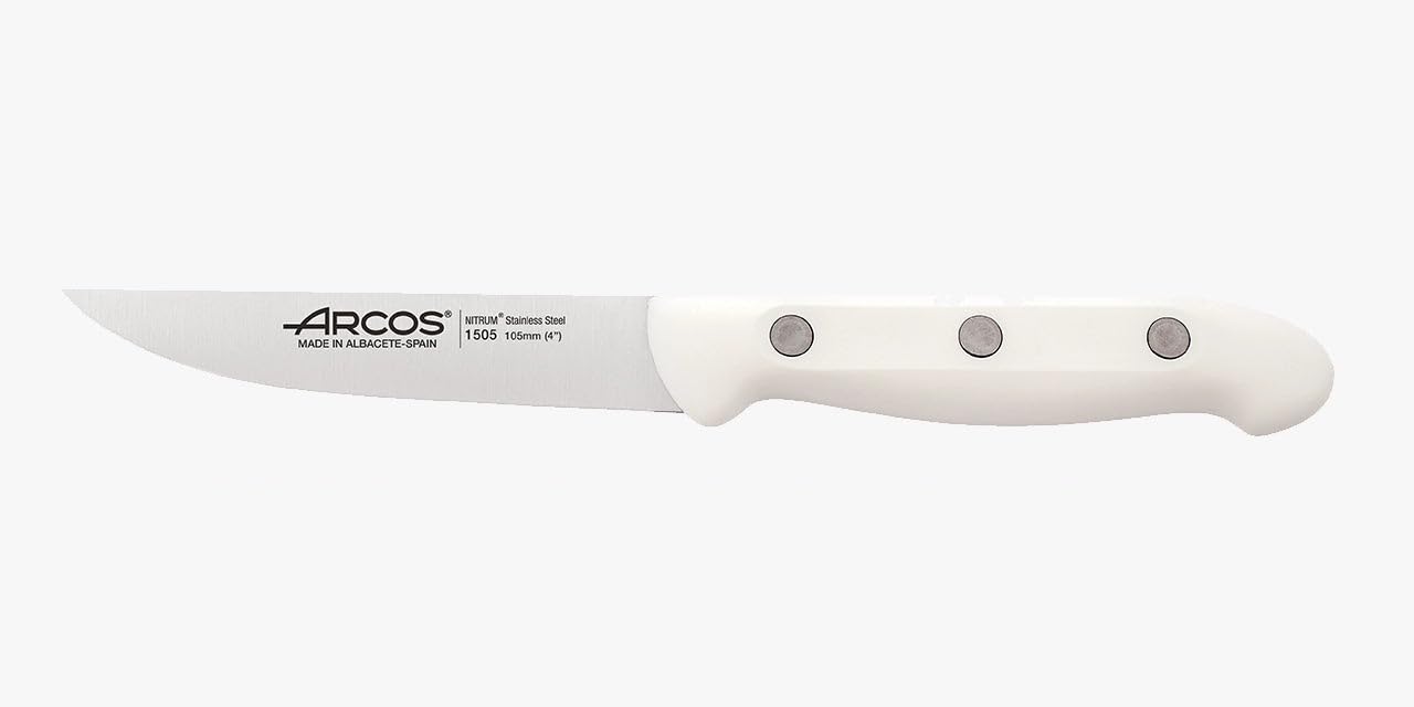 Arcos Coltello Verdure in Acciaio Inossidabile – Professionale per Pelare Frutta e Verdura, Manico Ergonomico in Poliossimetilene, Lama da 110 mm – Serie Artika, Colore Bianco
