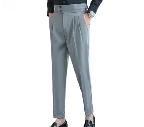 Men Solid Color Straight High Waist Suit Pants Casual Business Formal Wedding Party Trousers