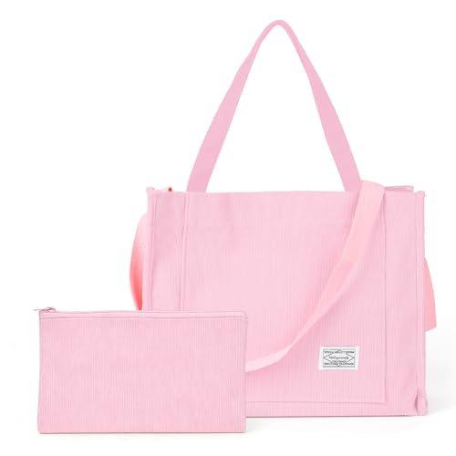 Valleycomfy Corduroy Tote Bag for Women Travel Crossbody Bag