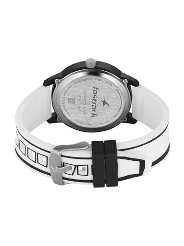 Image of Fastrack Tees Zine with Black Dial White Silicon Strap Watch for Unisex - 38145PP08W