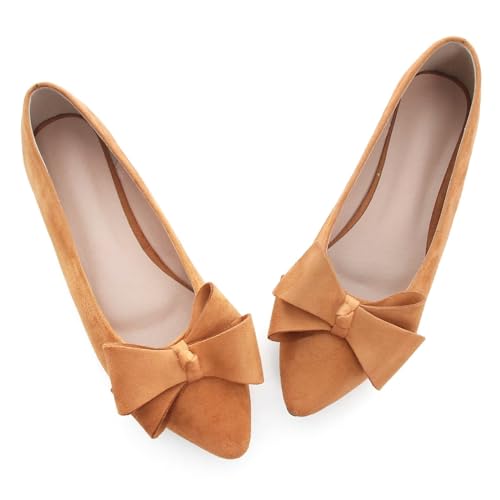 Image of TN TANGNEST Flats Shoes Women Comfort Casual Loafers | Classic Pointed Toe Bowknot Flats Cute Slip On Flats, Wear to Work Travel Walk