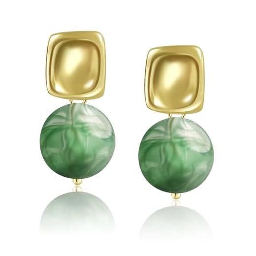 BOBOXZSZD Brincos pendentes femininos, metal quadrado requintado, textura fluida de resina natural, temperamento ultra leve e simples, brincos de orelhas fofos, pesando 4 g, cm, óleo de cozinha, Sem