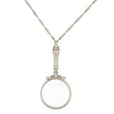 1928 Jewelry Silver Tone Magnifying Glass Pendant Necklace 28 Inch Long - Magnification Power: 3.5X