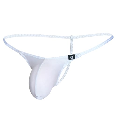 Gogobear Men's Glossy High Stretch Thongs Sexy Low Rise Spaghetti Straps Bikinis Underwear G-String Bulge Pouch Panties3