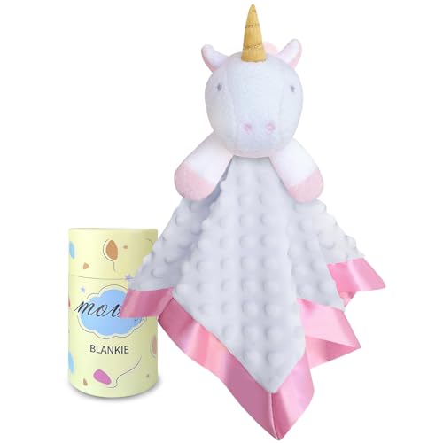 Image of Loveys for Babies, Soft Baby Security Blanket Lovies for Babies, Stuffed Animals Blankie for Newborn Infant with Baby Snuggle Toy, Gilrs Gifts White Unicorn Security Blanket 16 Inch