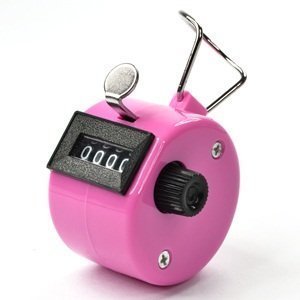 Kubert Hand Held Tally Counter 4 Digit Mechanical Palm Clicker Counter / Assorted Color Handheld Tally Counter 4 Digit Display for Lap/Sport/Coach/School/Event ?Pack of 5 Pink/Orange/Blue/Green/Red?