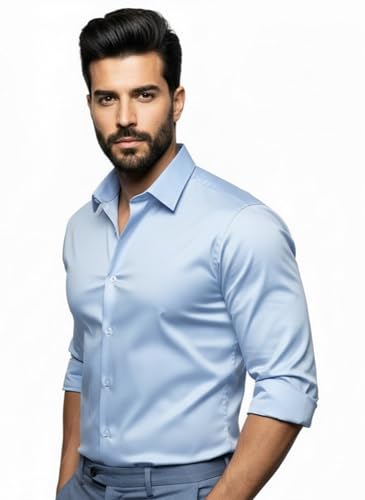 Image of Men's Solid Satin Full Sleeve Soft Finish Regular Fit Shirt for Casual Wear
