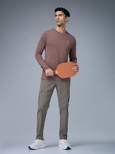 Image of TECHNOSPORT Men's Slim Fit Full Sleeve Round Neck T-Shirt, Double Cool Quick Dry Moisture Wicking Stretchable Sports Gym and Casual Wear