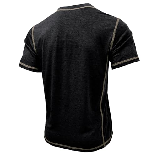 Mens Short Sleeve Shirts Casual Cotton Basic Henley Shirts Summer Lightweight T-Shirts3