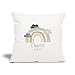 Spreadshirt® Cadeau De Naissance Personnalisable Poids Nom Et Date De Naissance Housse De Coussin Décorative 45 x 45 cm, Blanc Nature