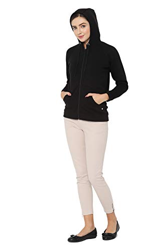 Image of Allen Solly Women's Synthetic Hooded Neck Sweatshirt | Long Seelves Regular Fit Zipper