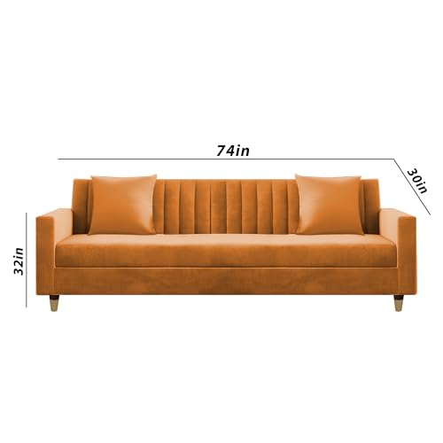 Image of Casaliving Garcia 3+2+1 Seater Sofa Set for Living Room (Orange - Colour) Premium Fabric Sofa Set