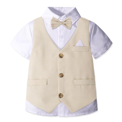 Image of Nwada Boys Suit Toddler Dress Clothes Shirt with Bow Tie, Dress Pants Sets Kids Gentleman Outfit suits
