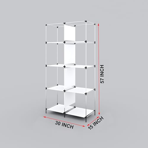 Image of GTC 4+4 Layer Collapsible Wardrobe for Clothes with Side Pocket 7800-2 (84CM x 42.5CM x 166CM, Maroon) Storage Unit