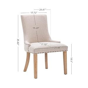 Kcc fabric dining chairs set of 4 upholstered dining room chair with solid wood legsmodern style armless chair with nailhead trim for kitchen beige  urban country home decor