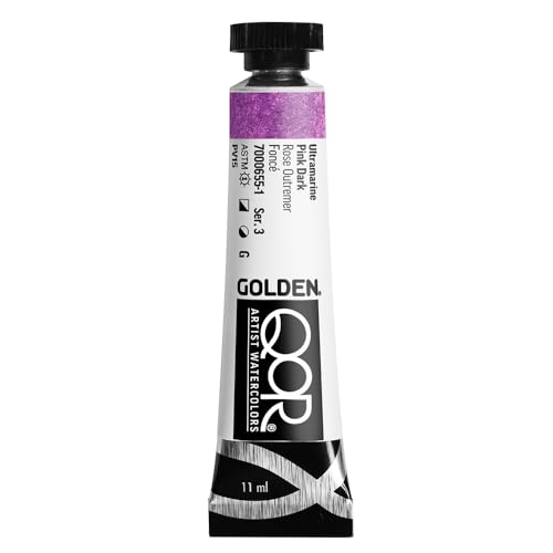 GOLDEN QoR Artist Watercolors, Ultramarine Pink Dark, 11 ml Tube, Professional Watercolor Paint, Semi-Opaque