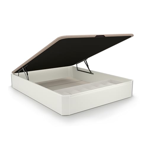 duehome | Luxury Plus, Canapé Abatible con Zapatero Interior, Almacenaje, Acabado en Blanco, Medidas: 150 cm (Ancho) x 190 cm (Largo) x 31 cm (Alto)