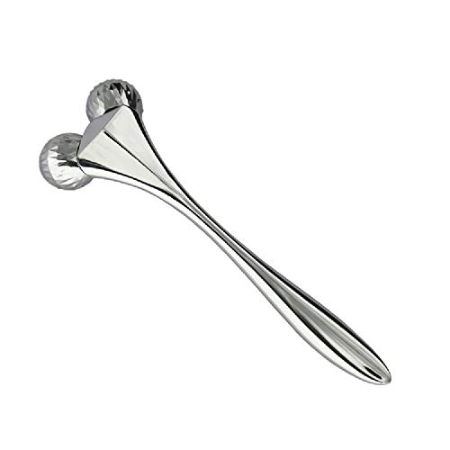 Facial Roller Massager, Cooling Metal to Contour and Reduce Puffiness, Face Lift, Anti-Aging, Skin Tightening & Botox Alternative, Reduce Wrinkles - Not Your Typical Jade Roller Massager (Silver)