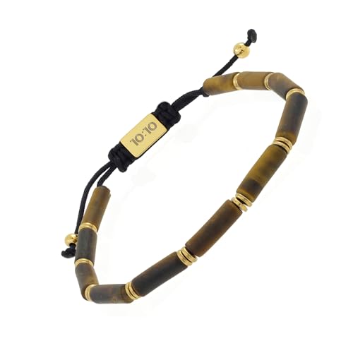 Bracelet acier inoxydable PVD or et pierres naturelles de haute qualité italienne