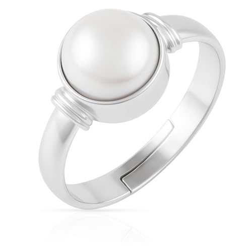 Image of 8.25 Ratti Pearl Original 7.42 Carat Pearl /Moti Stone Adjustable Ring For Men And Women With Lab Certified 01