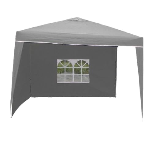 Linder Seitenteile Pavillon 2Stück 3x2m wasserabweisend 1xFenster Gartenzelt Polyester, Farbe:grau
