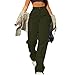 Women Comfortable Drawstring Pants with Pockets Fashion Loose Wide Leg Trousers High Waist Casual Sweatpants Army Green