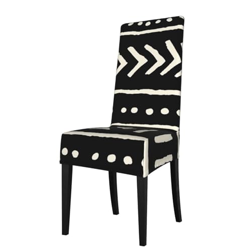 Housses de chaise extensibles en tissu éponge africain noir et blanc – Housses élastiques pour chaises de salle à manger – Ajustement universel pour la...