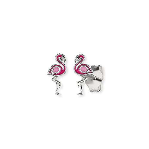 Engelsrufer Herzengel Kids Collection Flamingo-Ohrstecker aus 925er Silber mit Emaille in der Farbe Silber-Pink, Maße: 4,3 mm x 9,5 mm, HEE-FLAMINGO-ST Cover