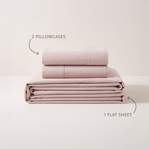 Image of LANE LINEN 100% Organic Cotton Bedsheet for Double Bed Queen - Sepia Rose | GOTS Certified, Percale Weave, 90x100 inches, Soft & Breathable, Machine Washable, Includes 2 Pillow Covers