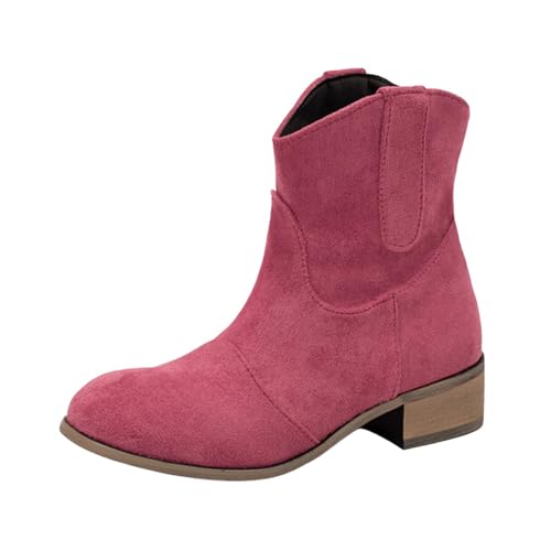 Bottes de cowboy en daim finies les douleurs aux pieds avec ces mi-mollet roses