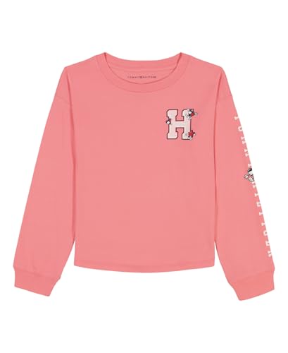 Tommy Hilfiger Girls' Long Sleeve Logo Graphic Crew Neck T-Shirt