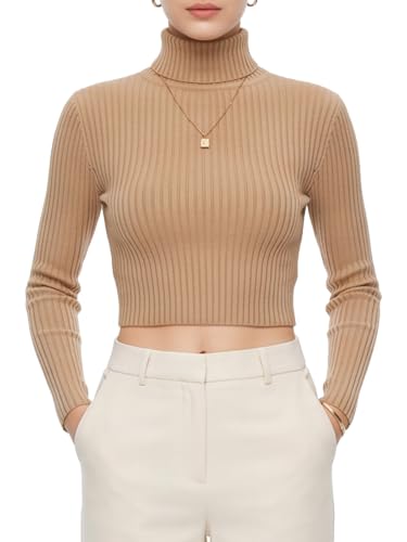 Image of MixMatchy Women's Cropped Ribbed Turtleneck Sweater