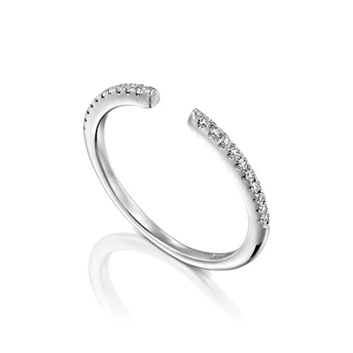 0.12 Ctw Natural Diamond Open Wedding Band for Women Sterling Silver Diamond Open Stackable Band Ring Size 4-12 (0.13 ctw, G-H Color, I2-I3 Clarity)2