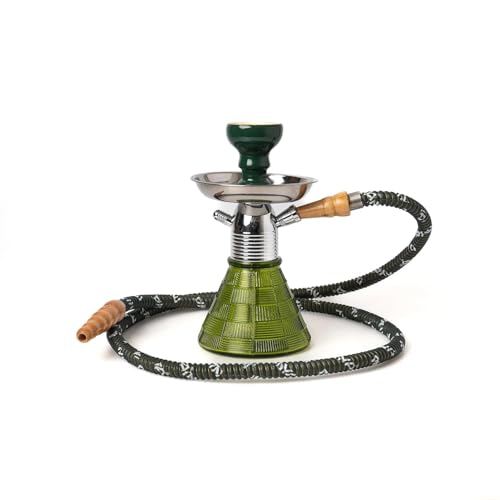 Image of AL-Sheesh Petite Glass Hookah | Designer Alumunium 9 inch Inch Glass, Iron Hookah Set For Heavy Smoke | Perfect for Party (Green)