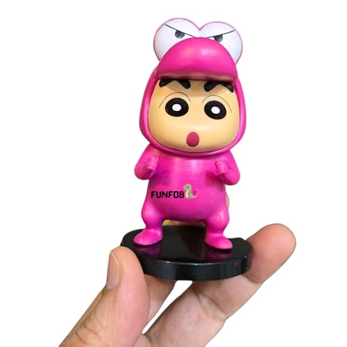 Image of FUNFOB Shinchan Action Figure Height-8cm | Shin chan Figurine Cartoon Figures Toys for Boys & Girls PVC Multicolour | Pink Dino Dress