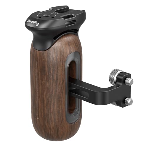 Image of SmallRig Wooden Side Handle for Camera Cages with 1 /4 inch-20 Threaded Holes, Left or Right Side Ergonomic Handgrip, 28mm / 1.1in Vertical Adjustment, 15kg / 33.1lb Load Capacity