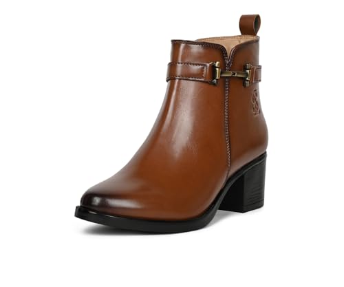 Image of LOUIS STITCH Women's Mid-Top Ankle Boots | Elegant Buckle Chelsea Boots with Zipper| Slip-On Boots for Women | Boot for Casual Outings| LSLD-CLBT